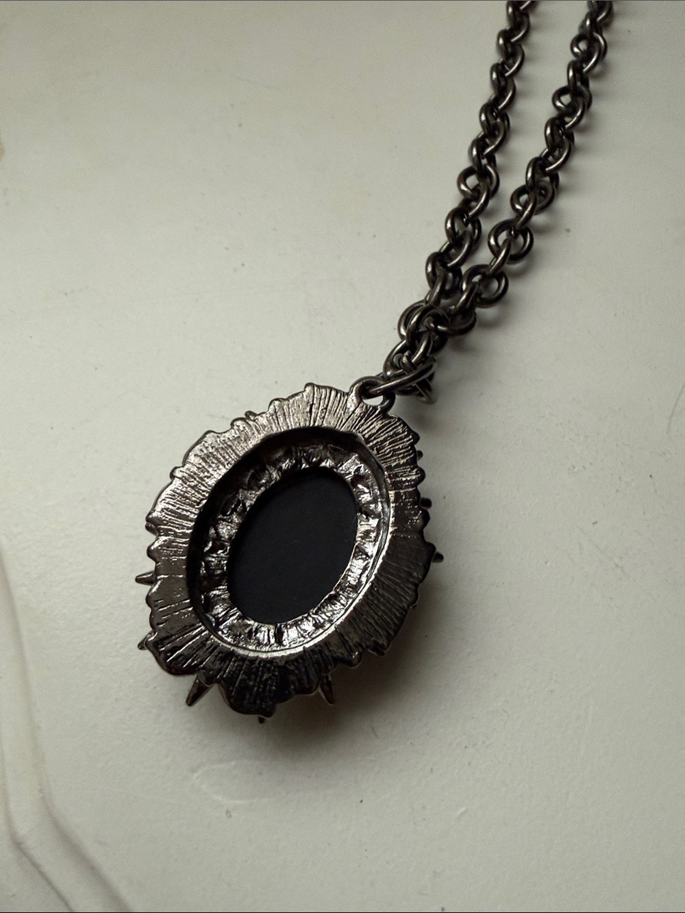 Gothic Black Skull Cameo Pendant Necklace - Picture 2 of 2